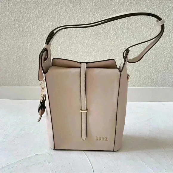 ELLE Shoulder Bag Two Way Crossbody Bag Beige Khaki - Picture 1 of 14